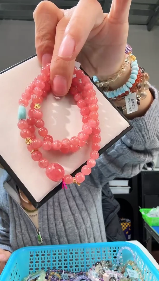 未镶嵌菱锰矿（红纹石）手链优0080 约6mm