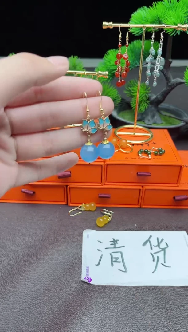 玛瑙/玉髓耳饰银S925镶嵌221