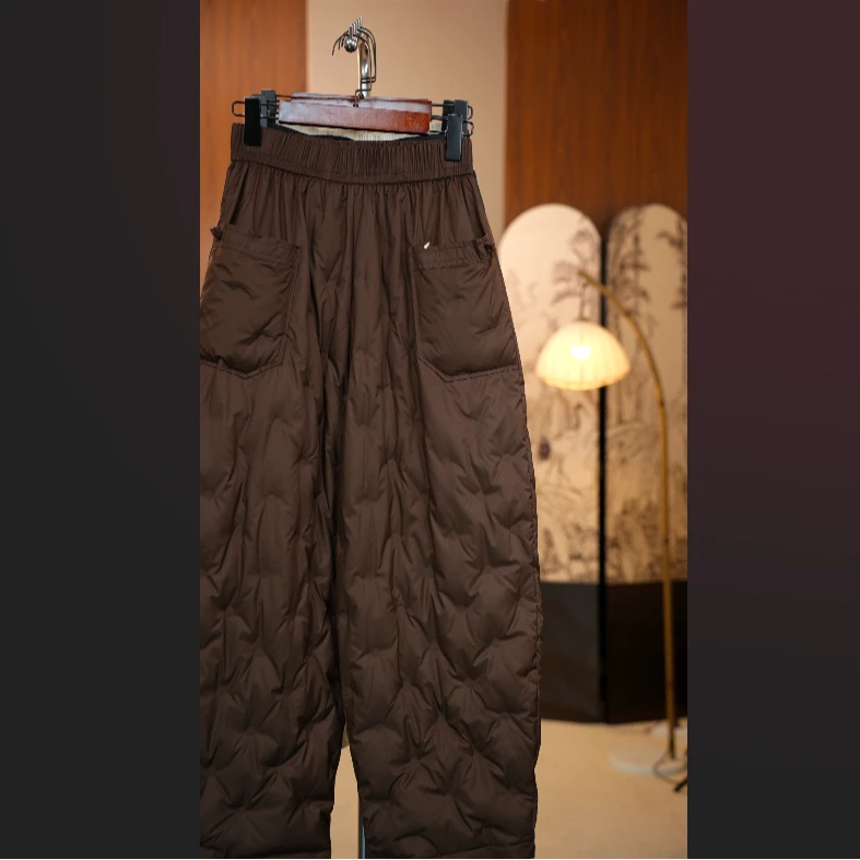 新-2025羊毛蚕丝成人百搭防水口袋花苞裤-1888