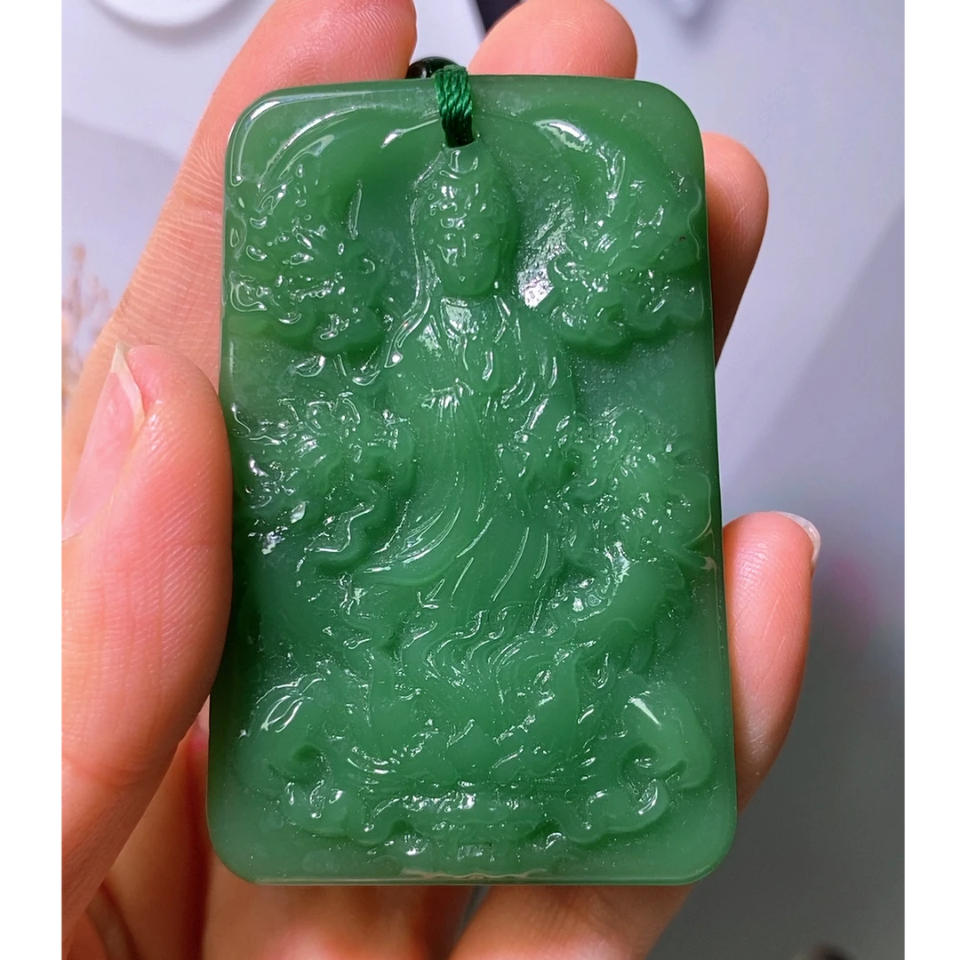 时尚百搭款深绿色九龙观音男女同款精雕款时尚款