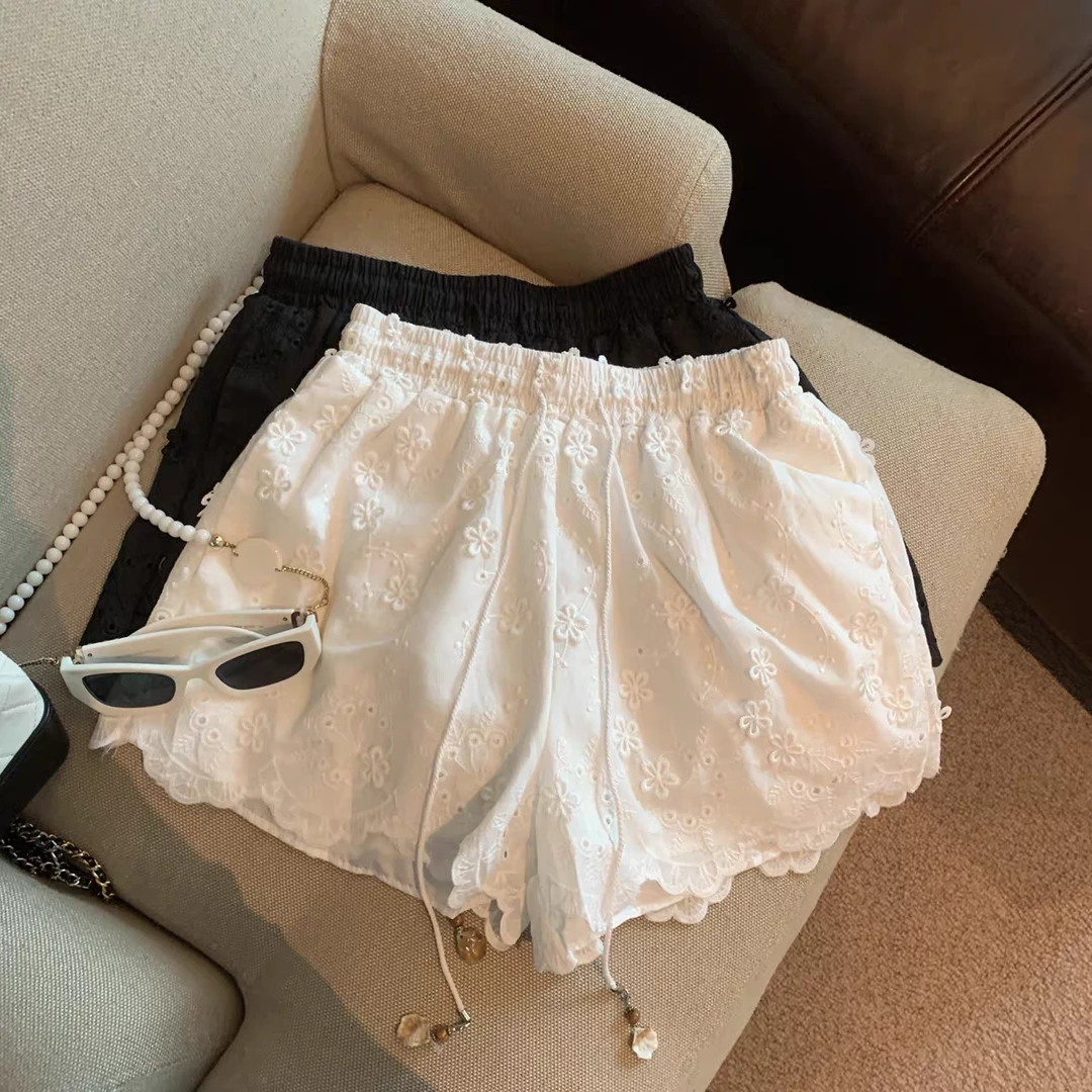 女童短裤2025新款休闲裤夏季阔腿裤百搭蕾丝宽松薄款洋气百搭潮