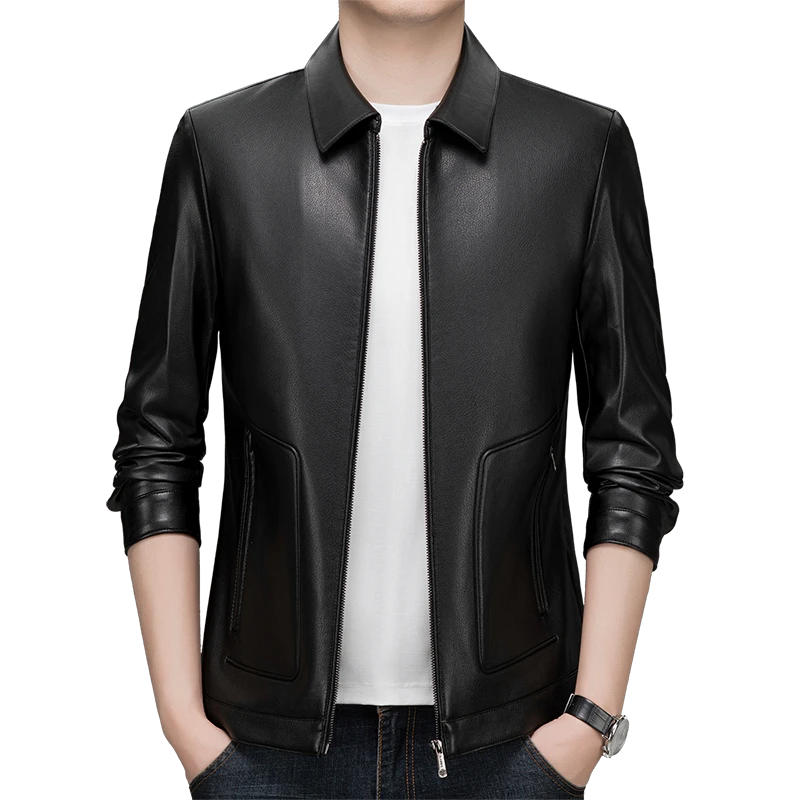 2025年秋冬新款男士商务休闲高档大气百搭皮夹克