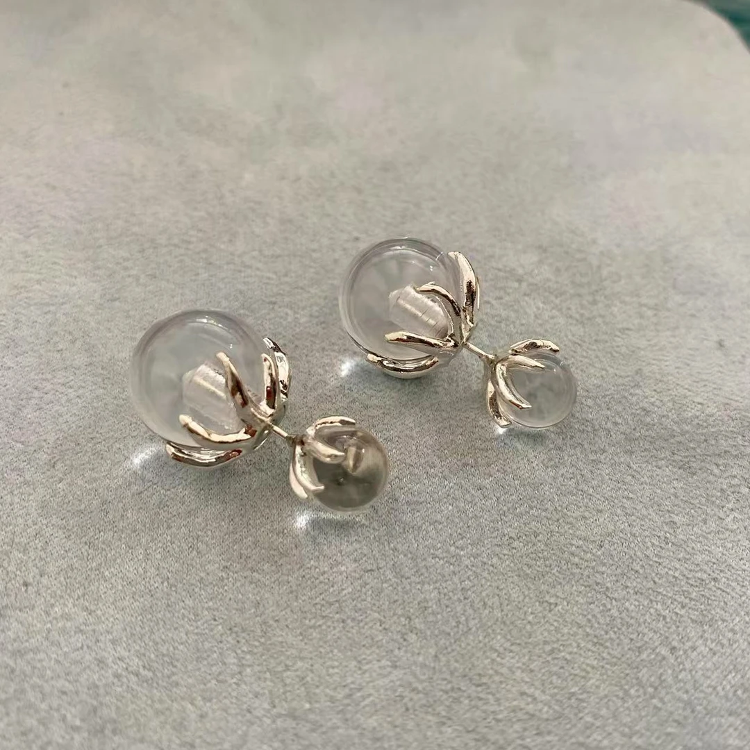 铜合金耳饰 白色晶晶一款两戴时尚气质百搭个性简约耳环