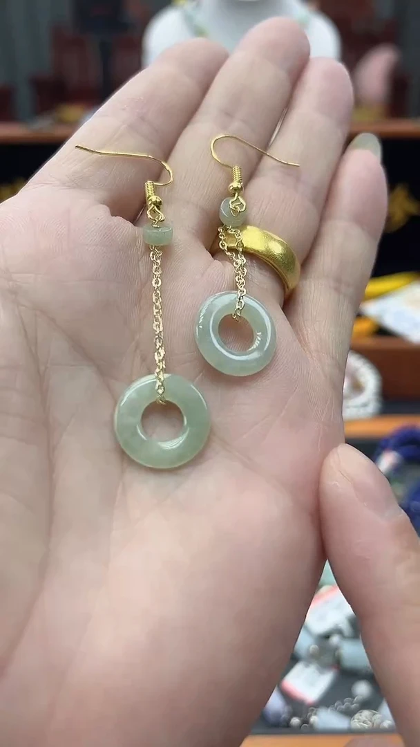 颈饰未镶嵌翡翠翡翠甜甜圈耳坠