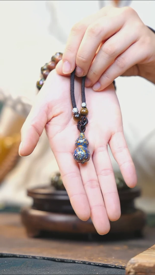 【闪购商品】蓝金大漆紫光檀螺钿小脖挂