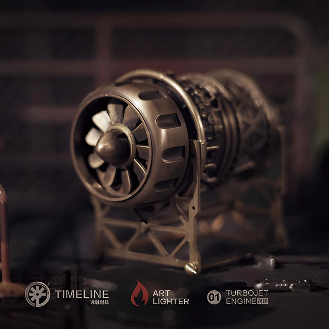 光轴原创发动机蒸汽朋克风煤油打火机涡轮联动复古创意商务礼男士