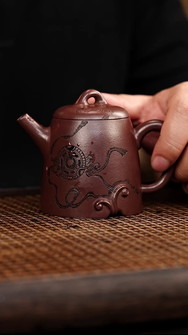 紫砂茶案宜兴悦茗壶紫砂  老茄皮紫 螭龙