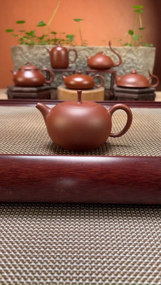 茶壶紫砂满工苹果壶 内嵌盖 原矿朱泥 纯手制