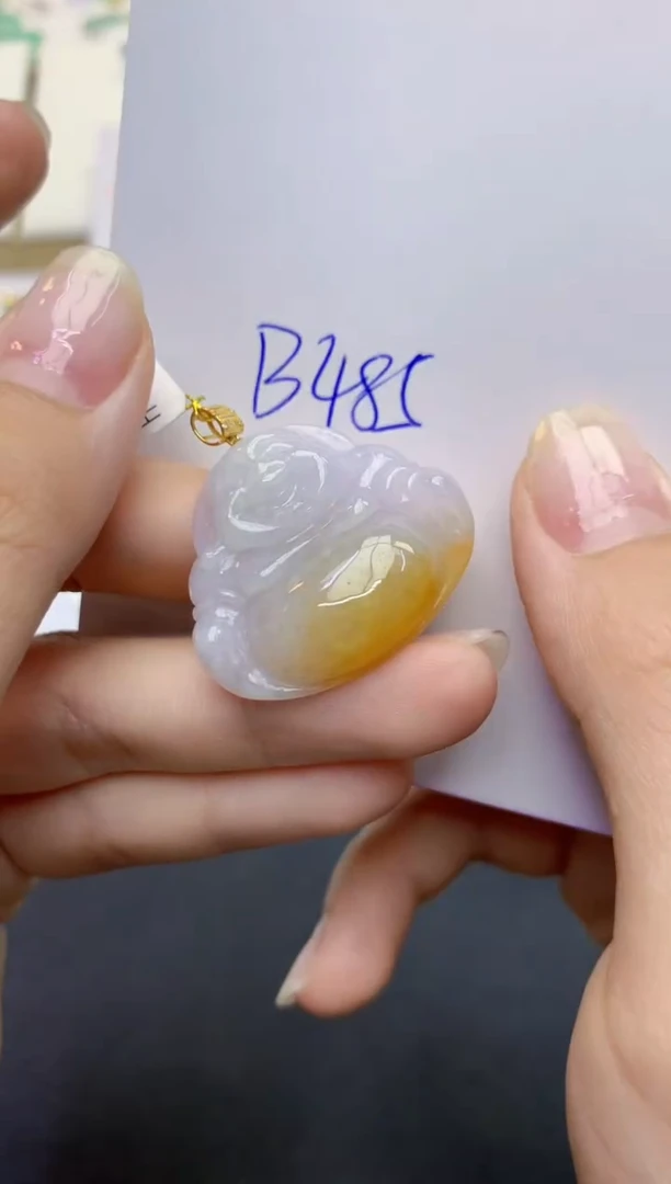 翡翠18K金镶嵌颈饰天然缅甸A货翡翠