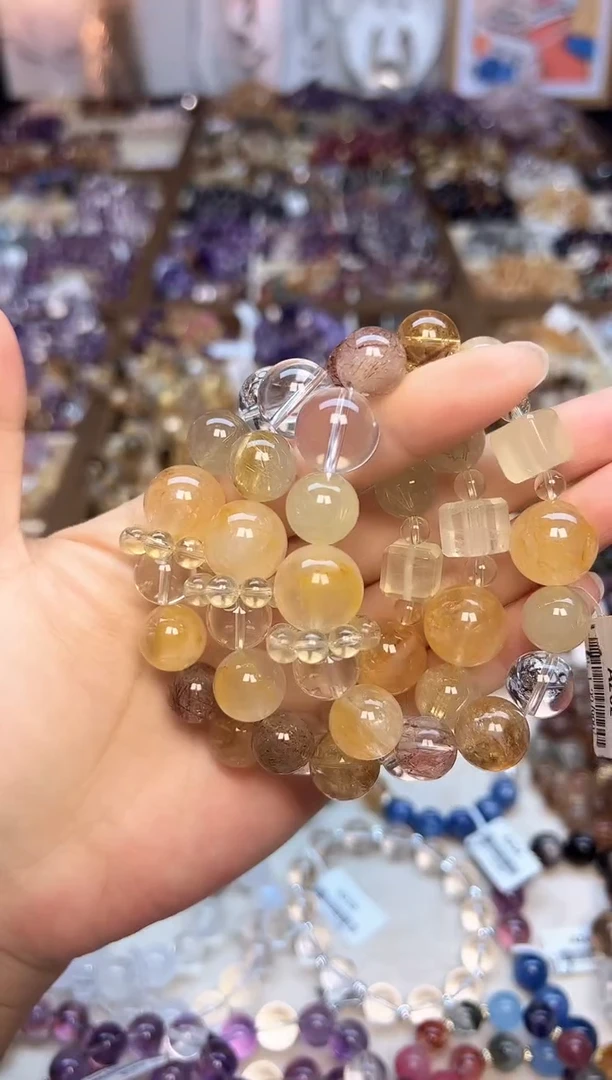 【闪购商品】水晶手链未镶嵌A202 天然金发+胶花+黄水方糖发一