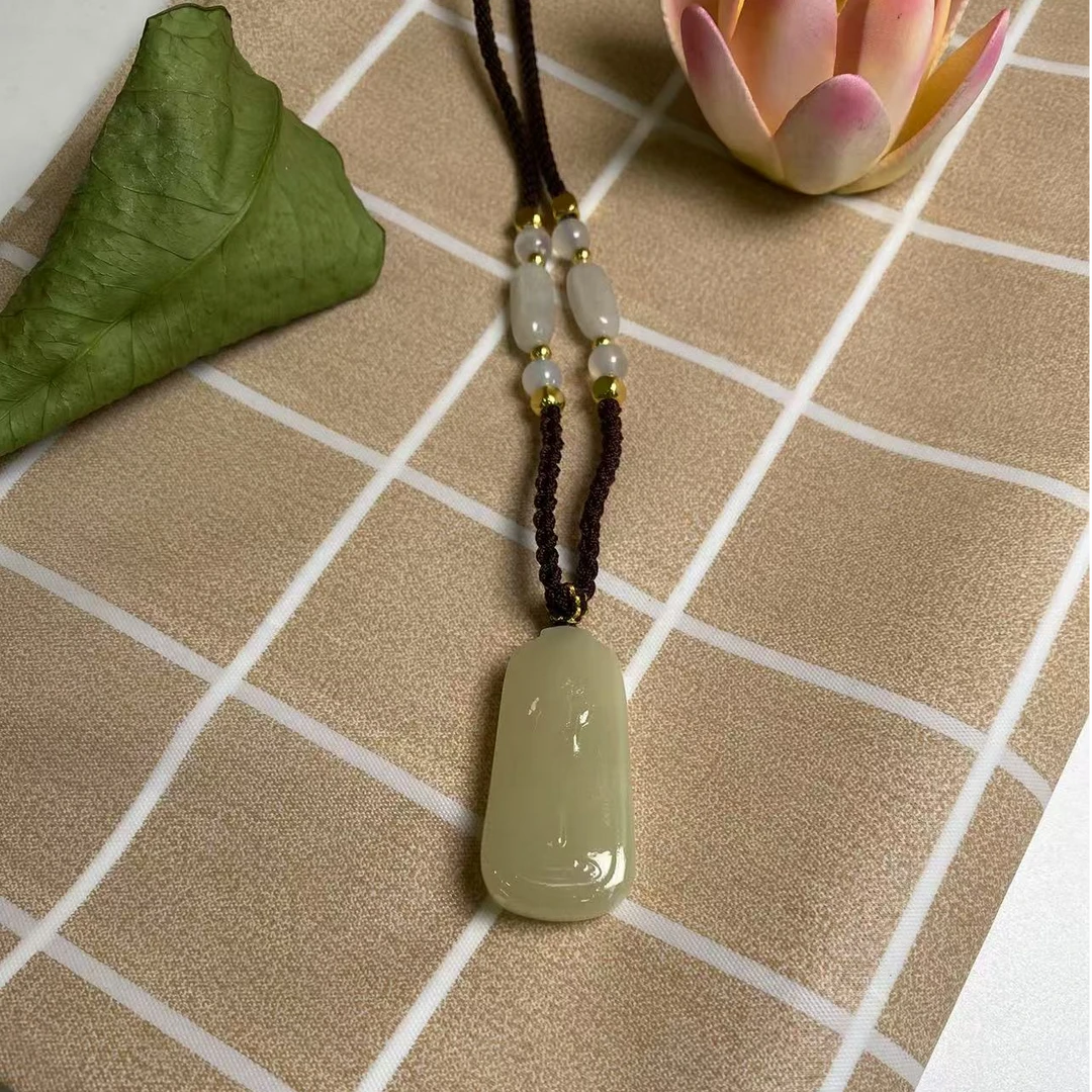 【雷总专属福利】青海格尔木黄口料精美竹节小无事牌吊坠 赠链