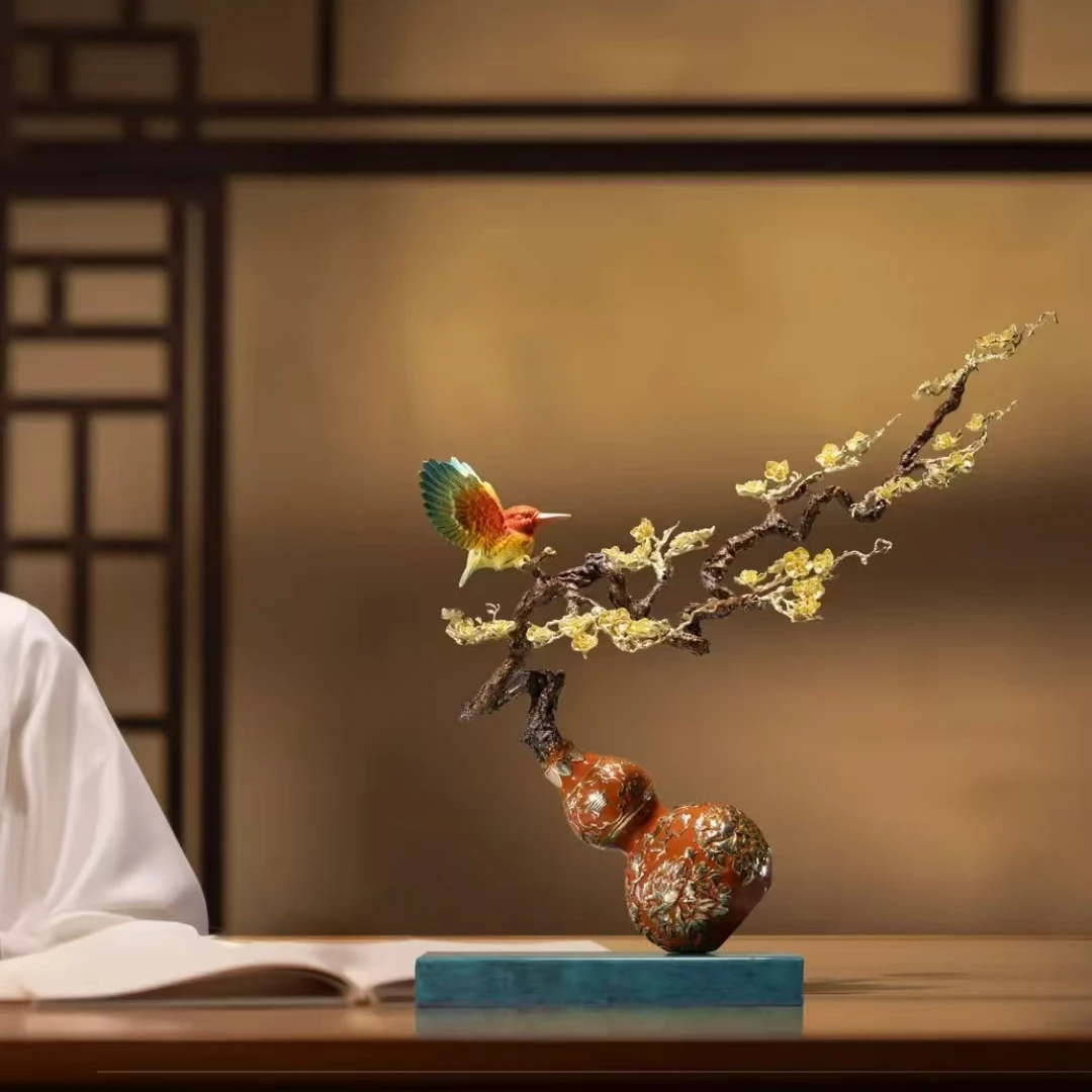 朱炳仁铜 福禄喜来 铜摆件喜鹊葫芦吉祥摆件家居饰品玄关书房摆件