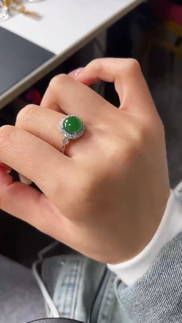 【闪购商品】翡翠戒指银S925镶嵌476547654