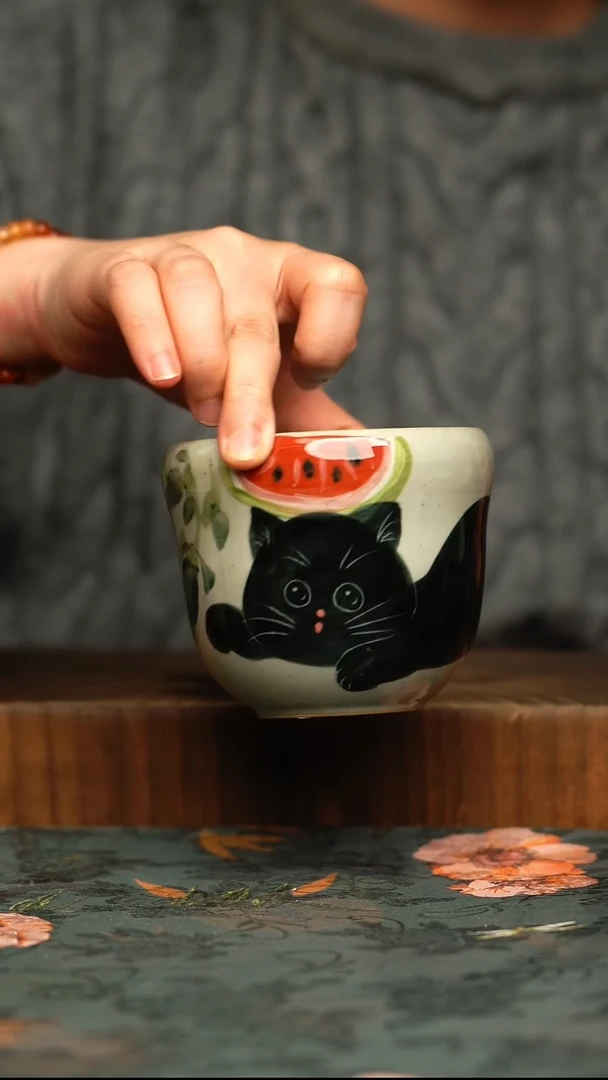杯釉下彩手工手绘同款陶器