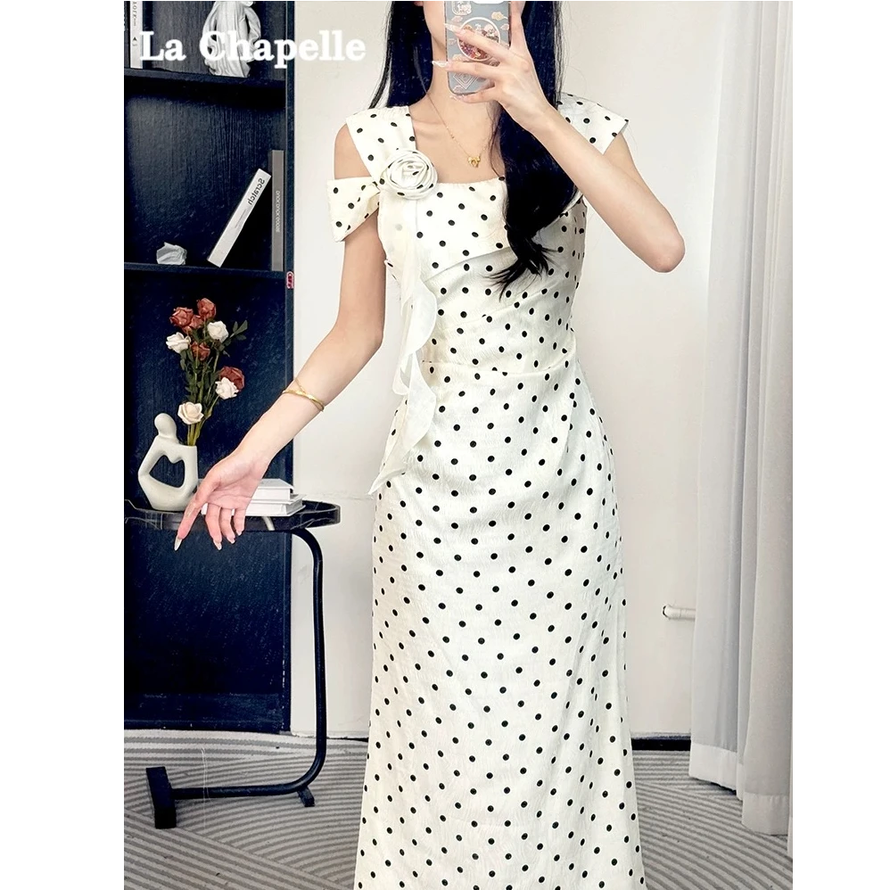 A字裙中长裙夏季棉感波点连衣裙时尚修身lulu风A47298