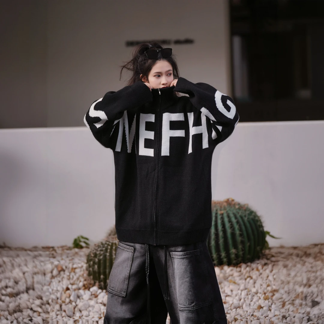 原创【黑牌】高街百搭时尚情侣秋冬休闲可做打底可做外套的毛衣