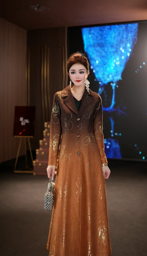 (娴儿)-高贵减龄设计师秋季麂皮风衣外套66273