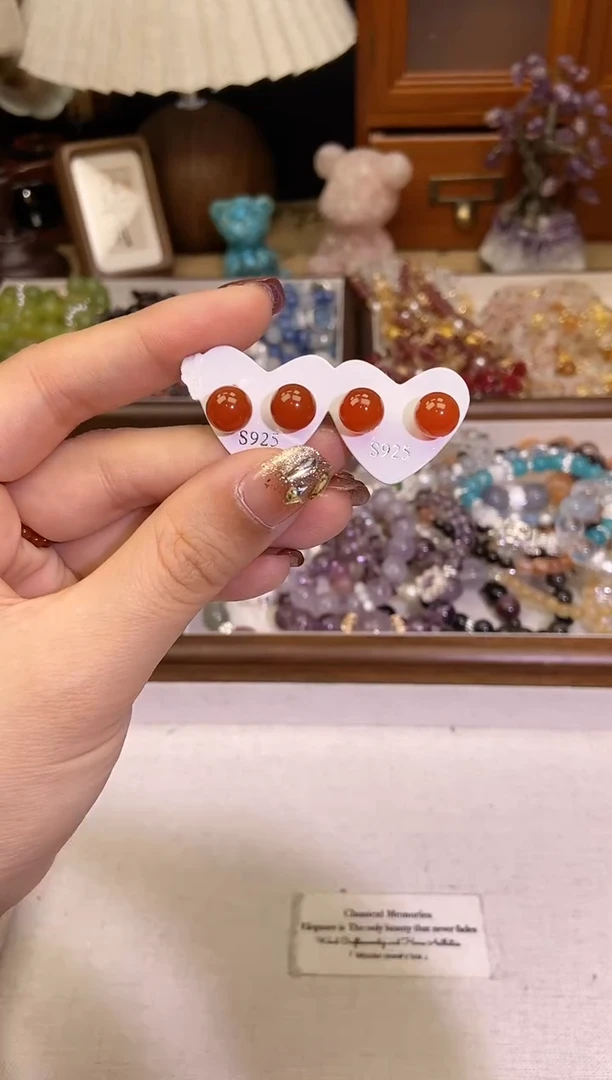 【闪购商品】玛瑙吊坠银S925镶嵌936耳钉