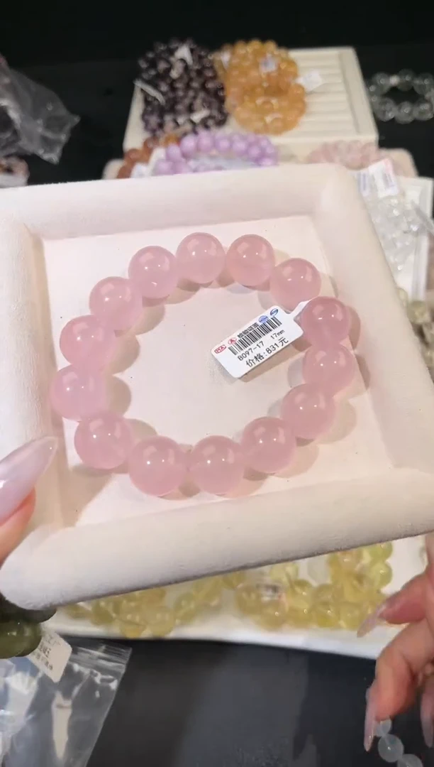 水晶手链未镶嵌多样性发一Q12粉泡泡17mm