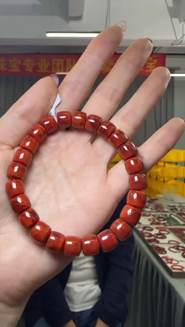 【闪购商品】南红玛瑙手串未镶嵌桶珠单圈手串约9.5-10mm