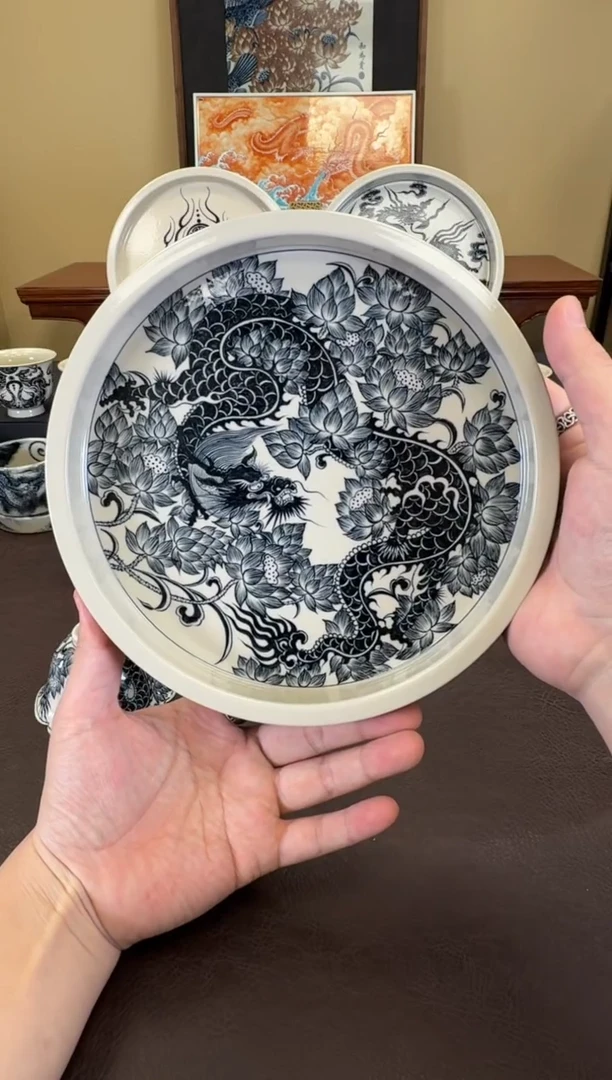 二号釉穿花龙纹壶承