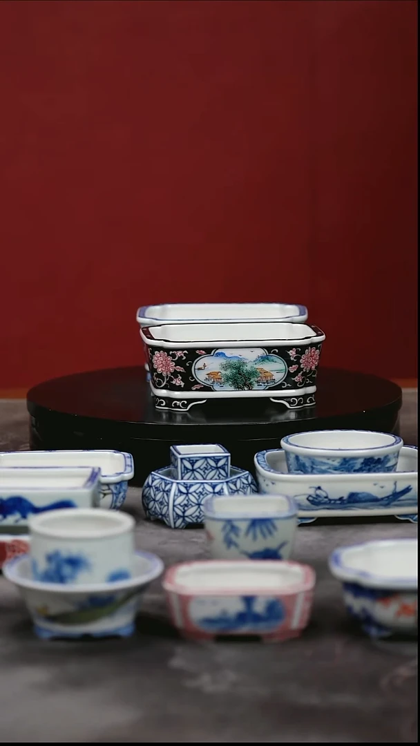 其他陶瓷6****3青绿山水开窗长方