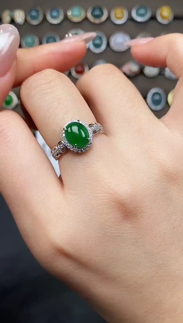 银S925镶嵌戒指翡翠111