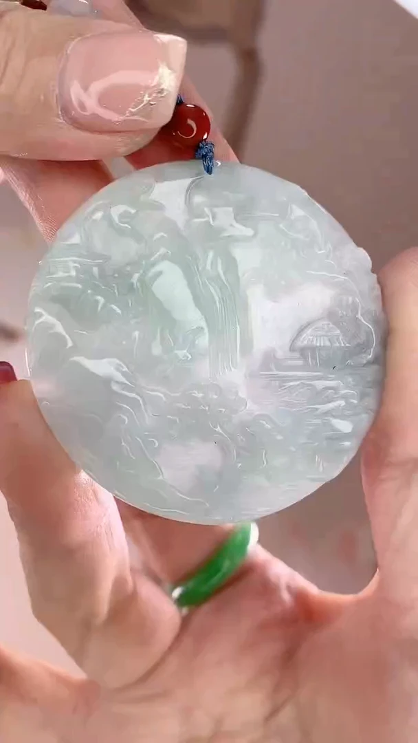 【闪购商品】翡翠吊坠(赠链)未镶嵌大圆山水牌X45