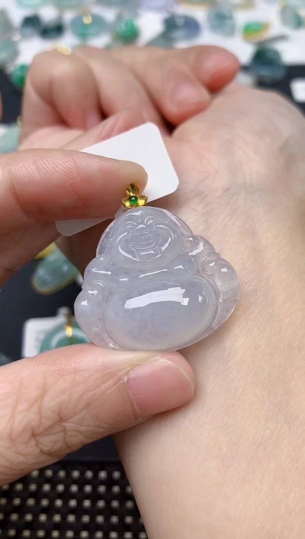 颈饰18K金镶嵌翡翠天然缅甸A货翡翠