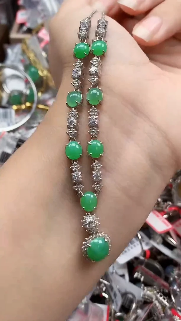 银S925镶嵌戒指翡翠天然A货缅甸翡翠