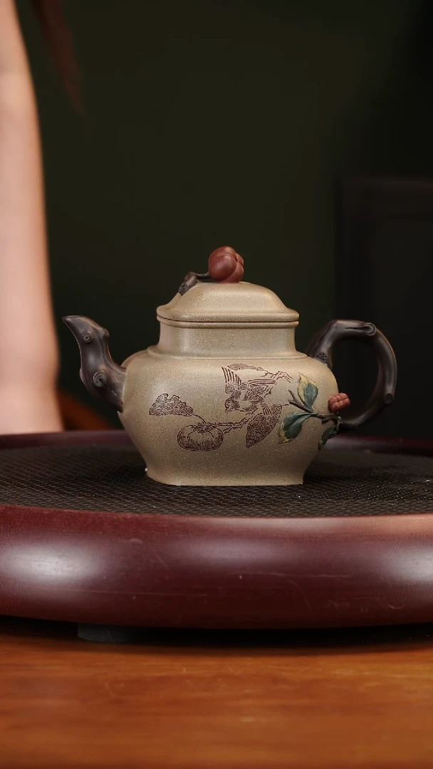 茶壶紫砂54LJ柿柿如意 老青段500cc