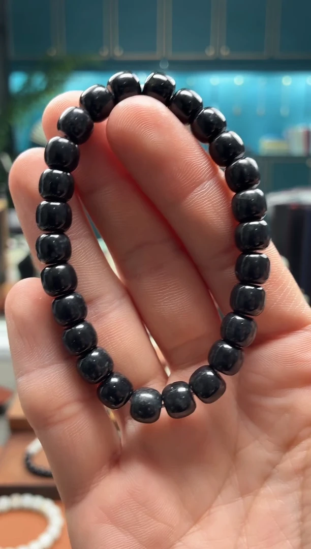 未镶嵌手串和田玉墨玉7*8