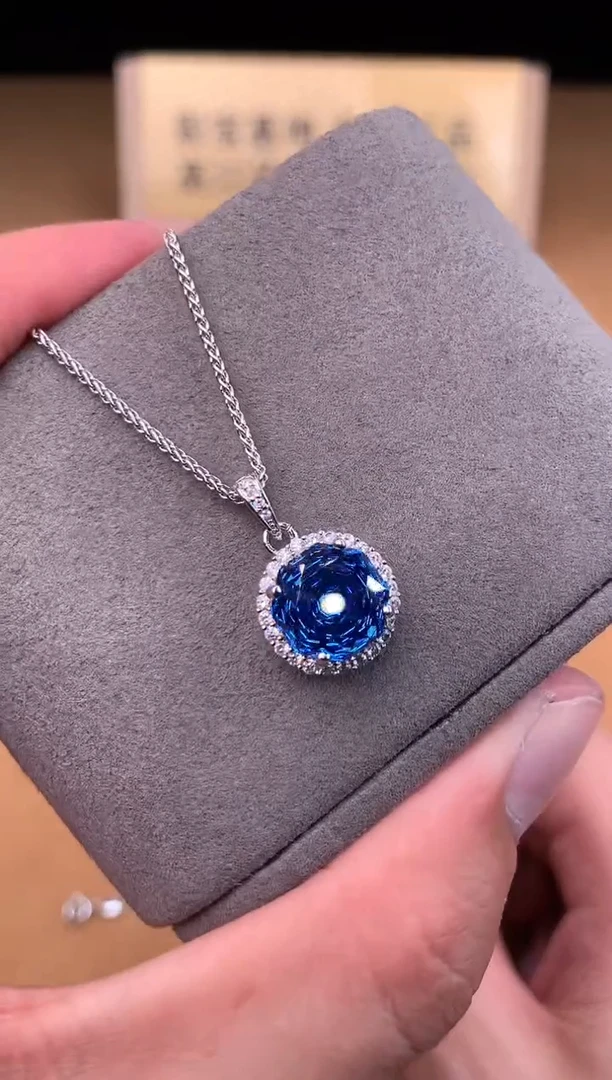 颈饰银S925镶嵌托帕石2222