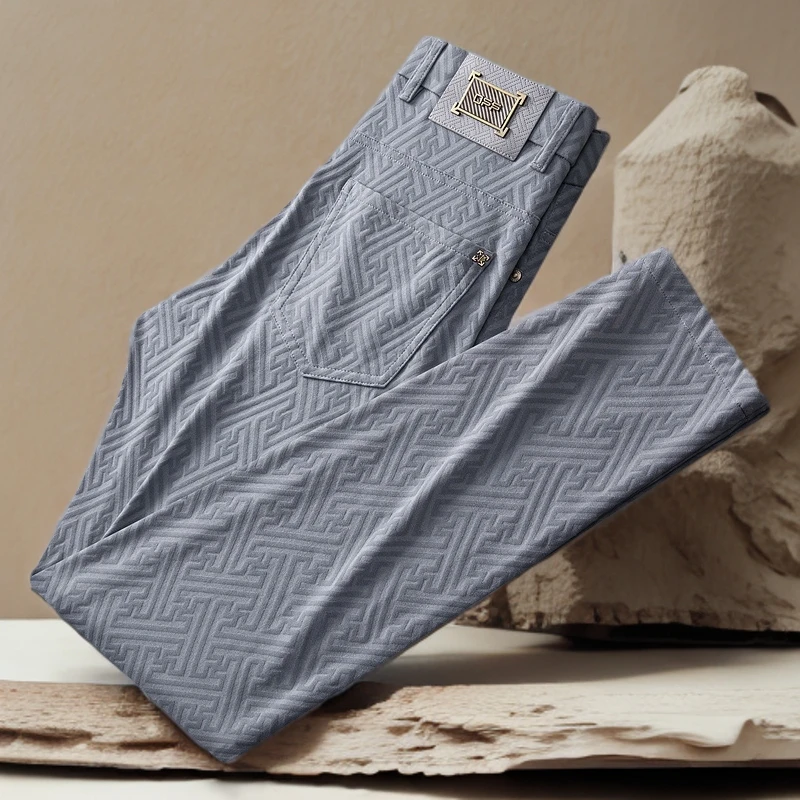 诺顿雷斯夏季休闲裤男轻薄高弹力修身直筒裤商务西裤冰丝凉感长裤