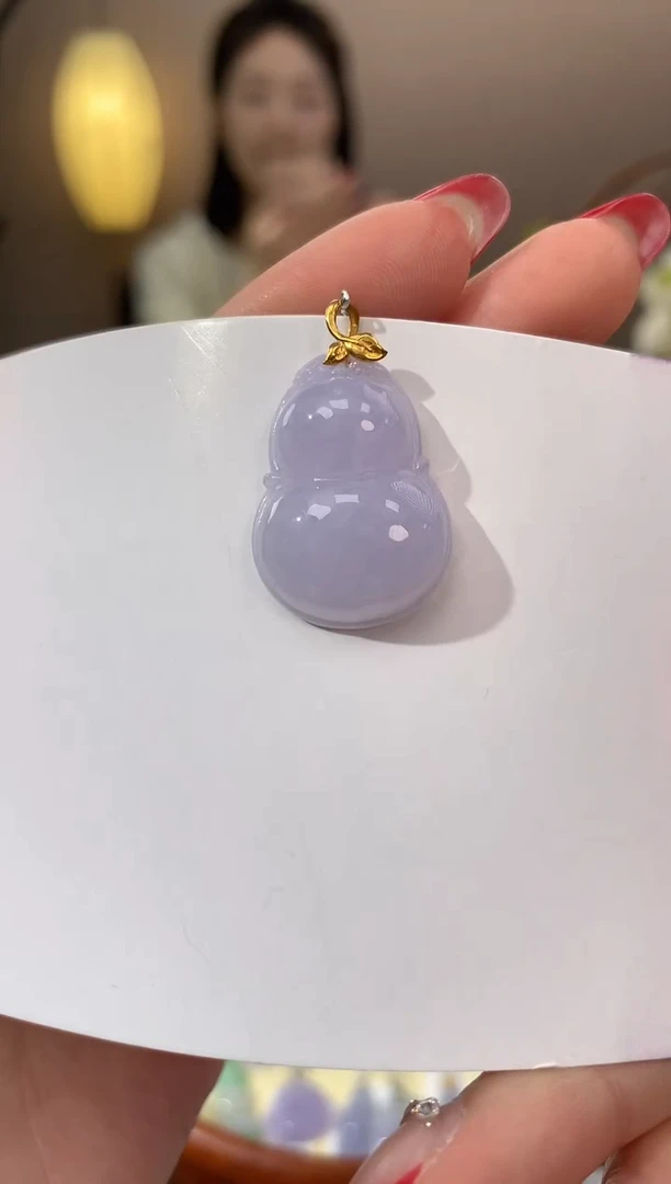 【闪购商品】翡翠颈饰18K金镶嵌天然缅甸a货翡翠