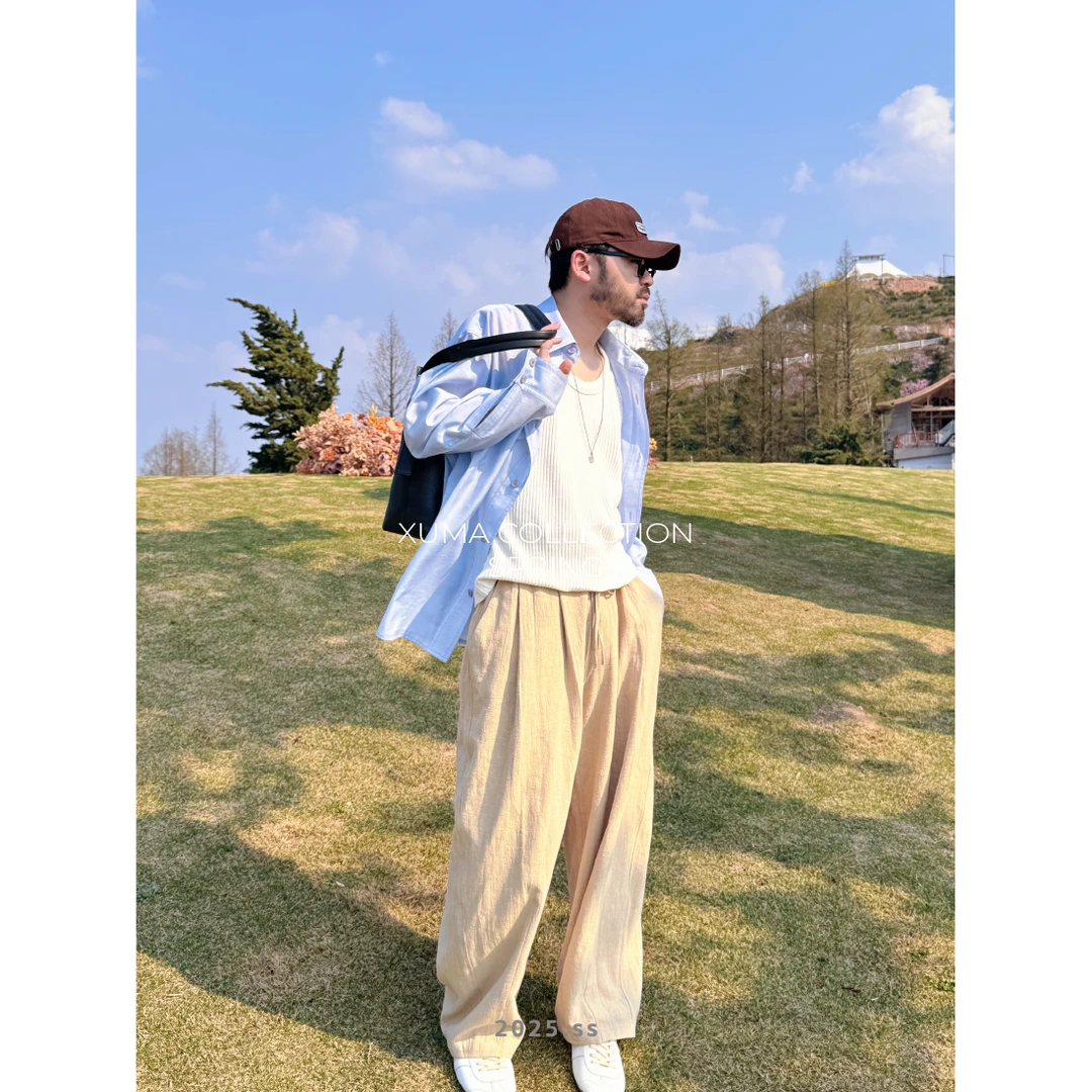 【DUPU】2025春季100g莱赛尔纤维轻薄凉感设计复古纯色长袖衬衣衬衫