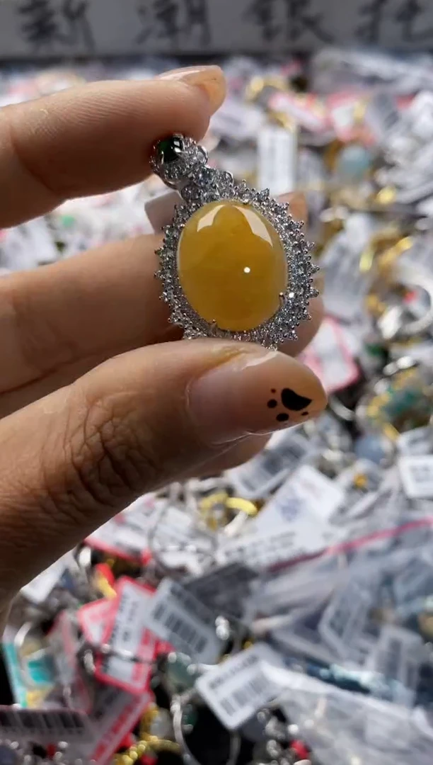 银S925镶嵌戒指翡翠5555  7