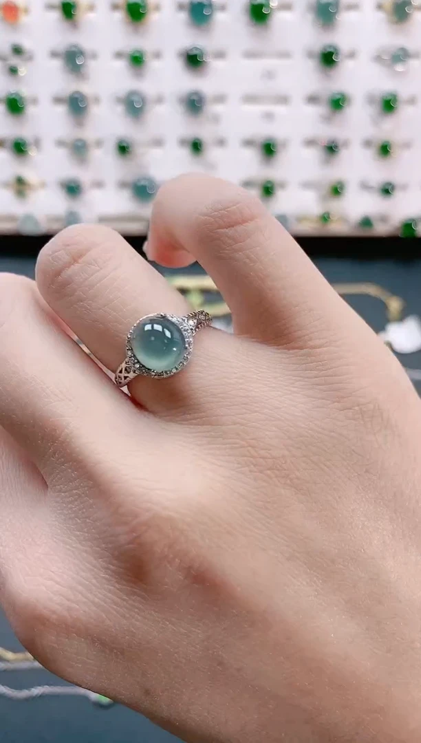 【闪购商品】翡翠戒指银S925镶嵌天然翡翠