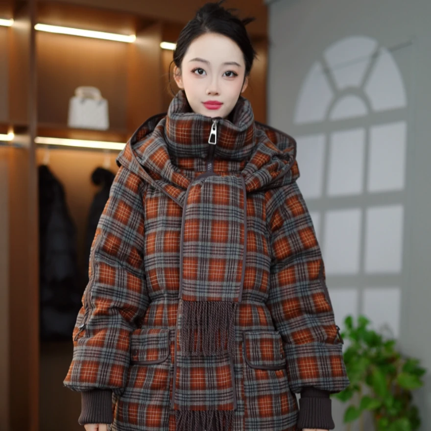 2025年冬季新款减龄大气高级洋气宽松时尚中长款羽绒服M-XL