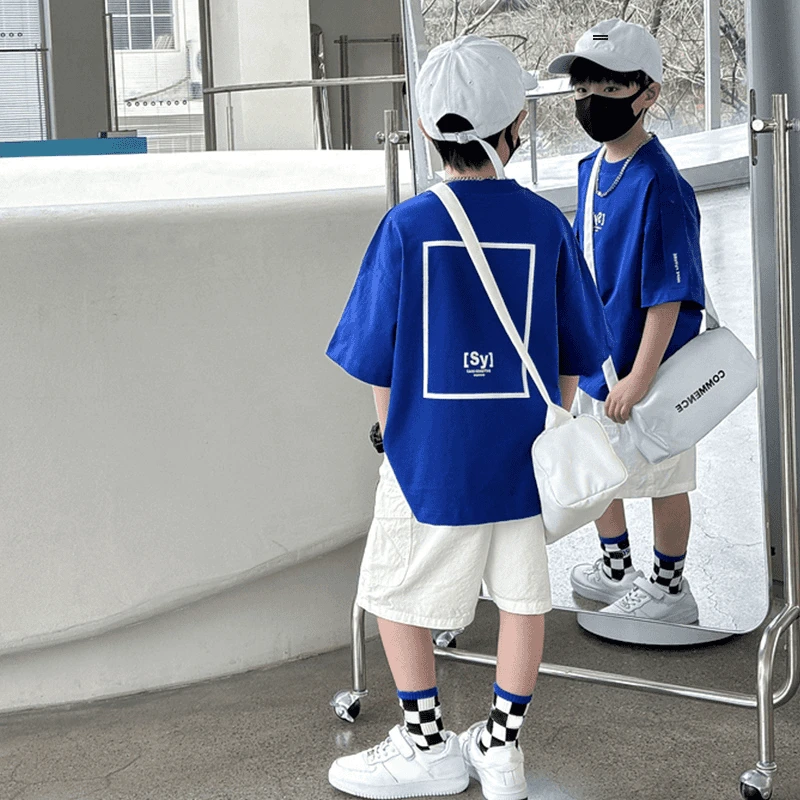 奥洛黛娅男童T恤短袖套装新款夏季2025儿童中大童洋气运动短裤潮