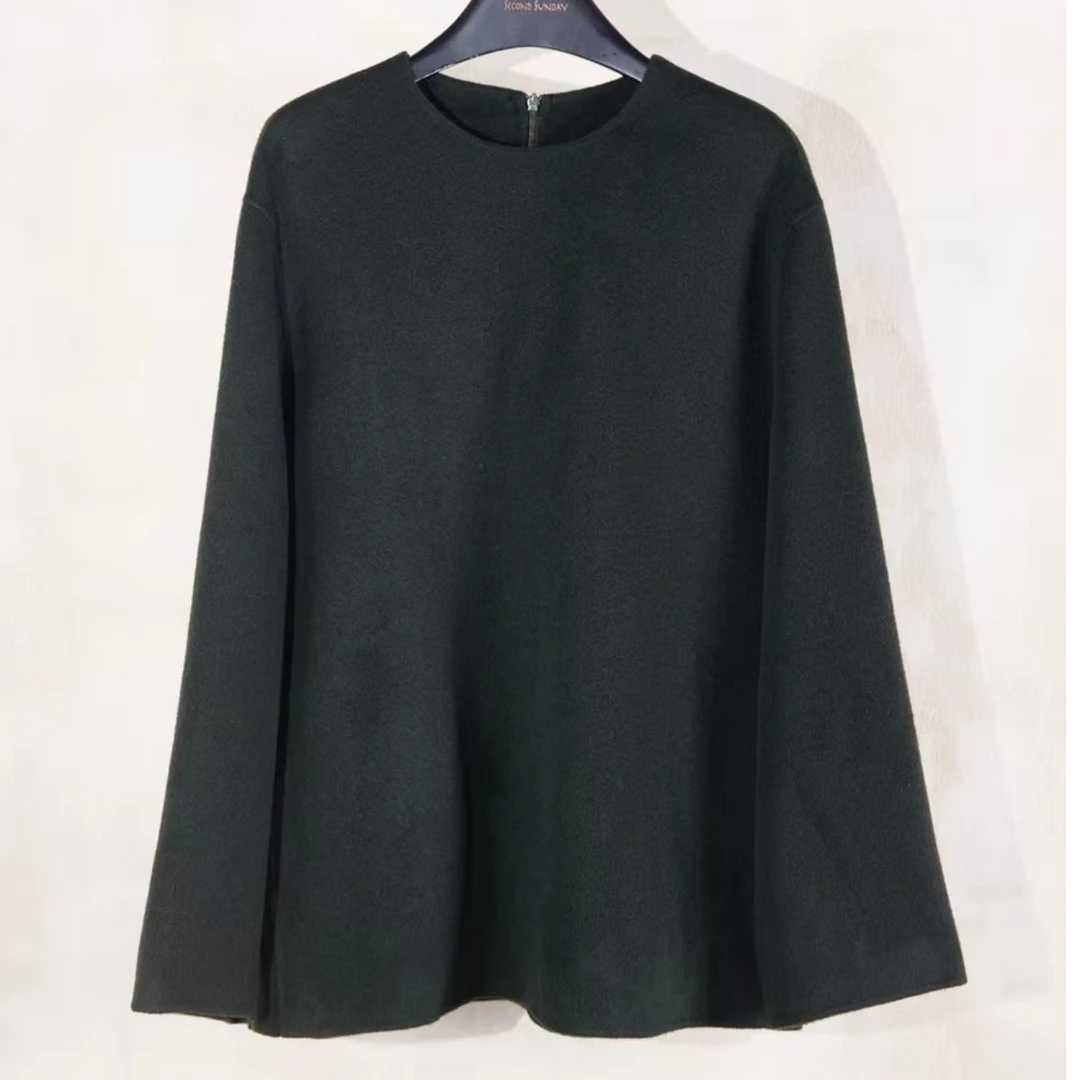 冬季打底百分百羊绒简约绿色风羊绒衫HZZZ2023-03B羊毛