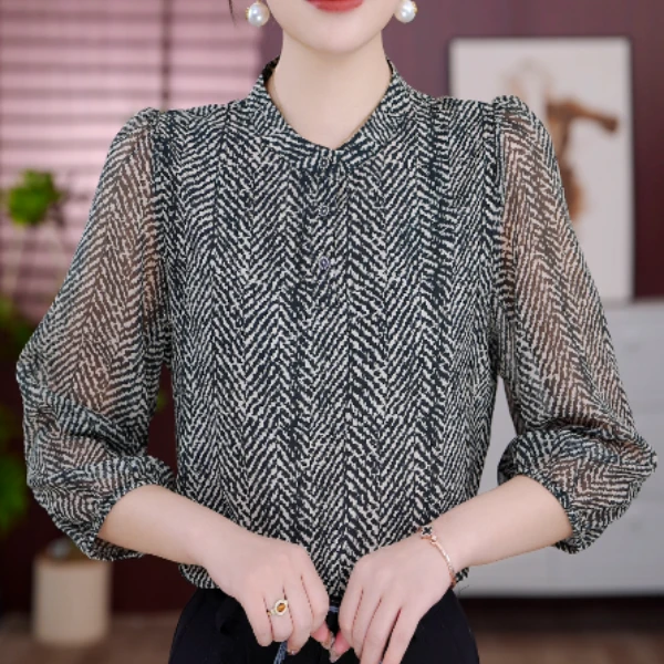 2025新款梧鳳之鳴优雅小衫洋气衣服基础款衬衫短袖女上衣打底薄夏