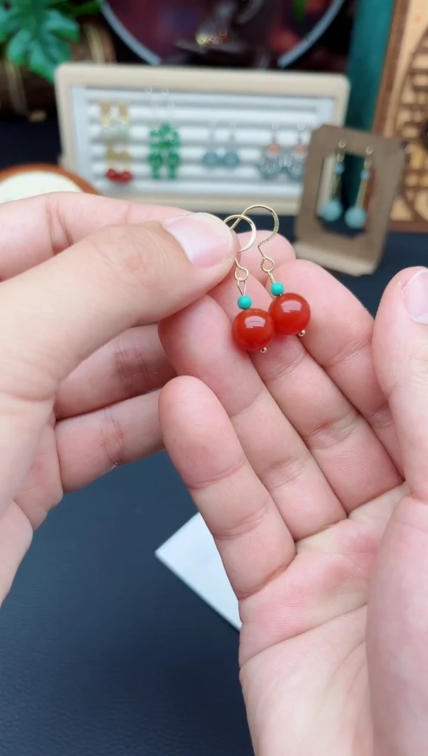 玛瑙/玉髓耳饰银S925镶嵌424000