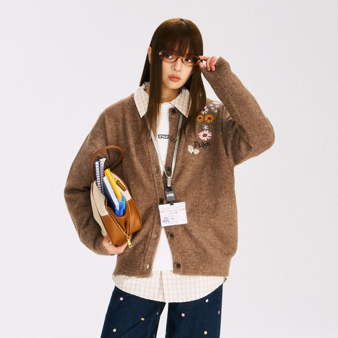 F426肩背飘零碎花毛衣保暖穿搭男女情侣穿搭秋冬6556 琦儿专场