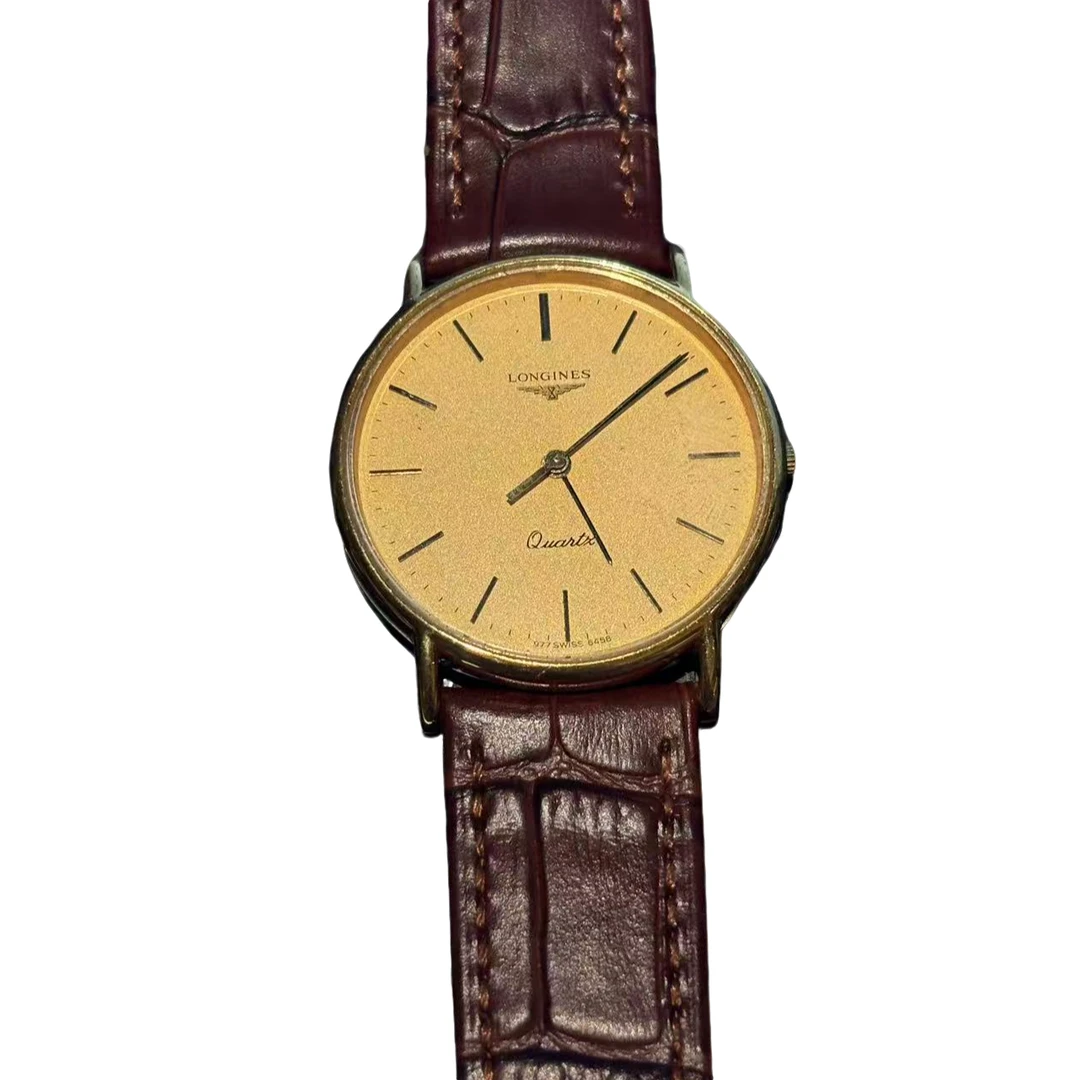 95新 Longines/浪琴 黄盘/调丁刻/33盘/石英/九月/001/vv