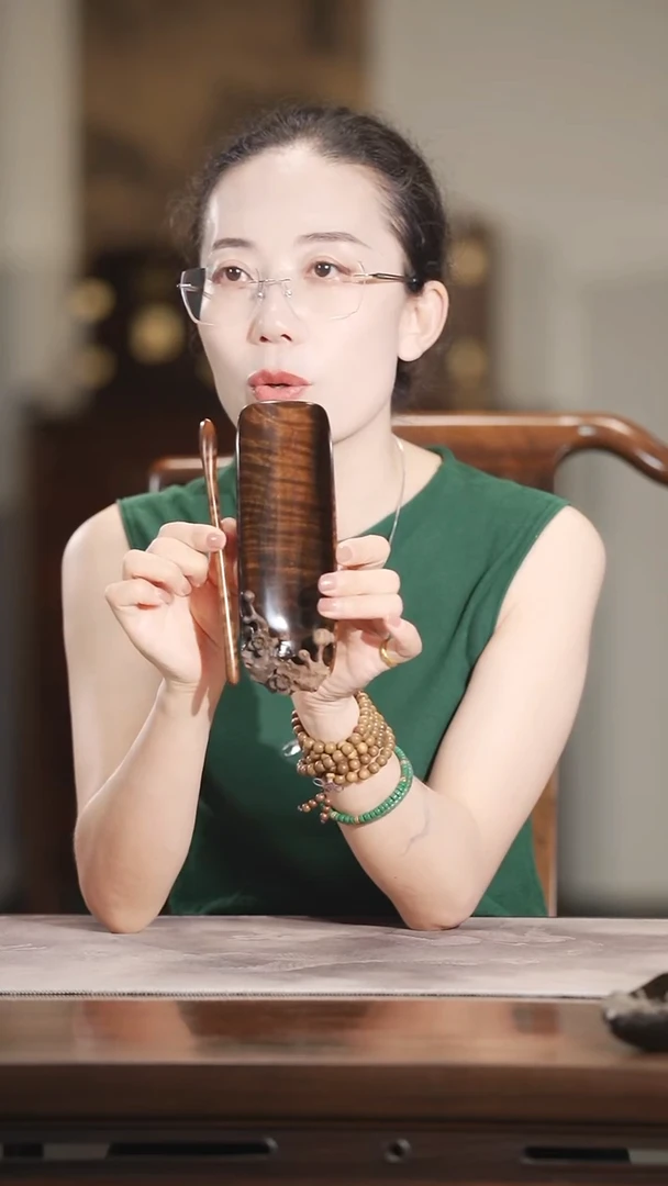 金丝楠264水波纹精品梅花茶则套