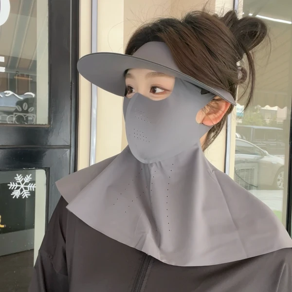 夏季防晒可拆分体式面罩防紫外线一体护颈口罩冰丝