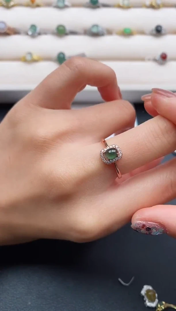银S925镶嵌戒指翡翠6666666+3