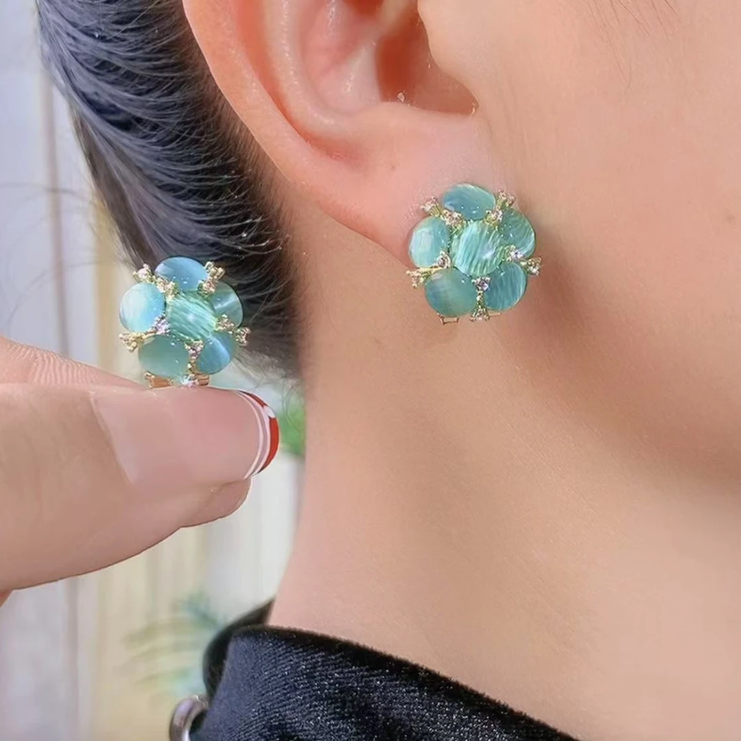 铜合金耳饰 （64号）花开富贵弹力扣时尚耳饰精致百搭耳环