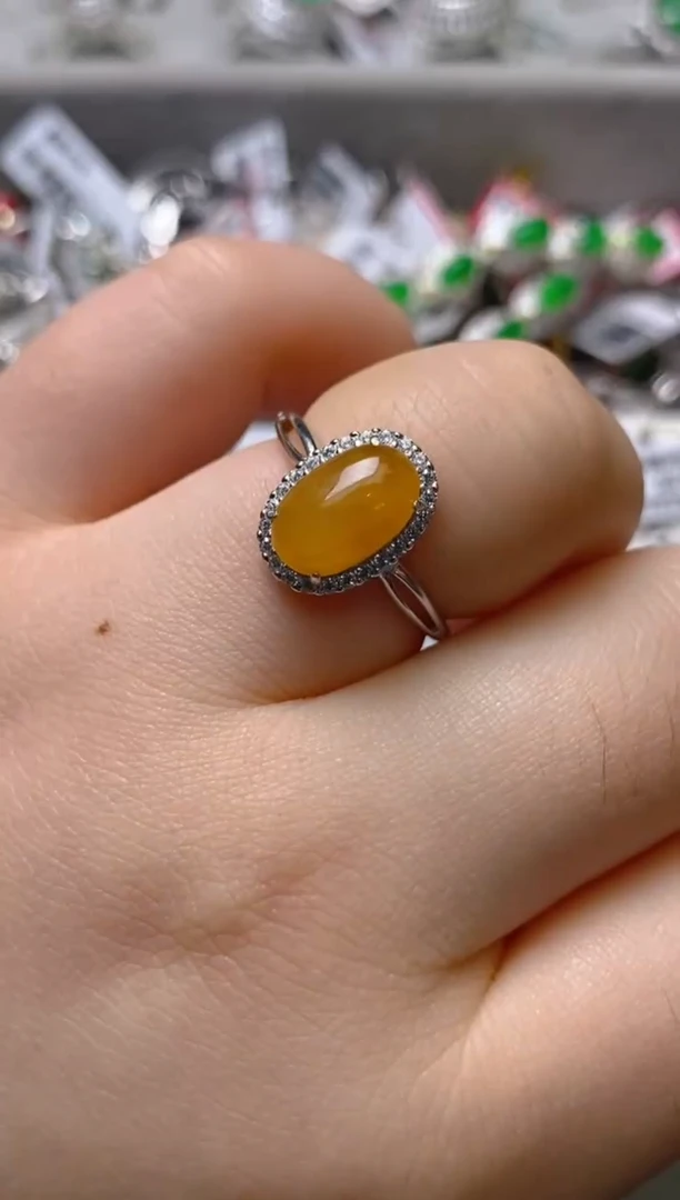 银S925镶嵌戒指翡翠百内无证书